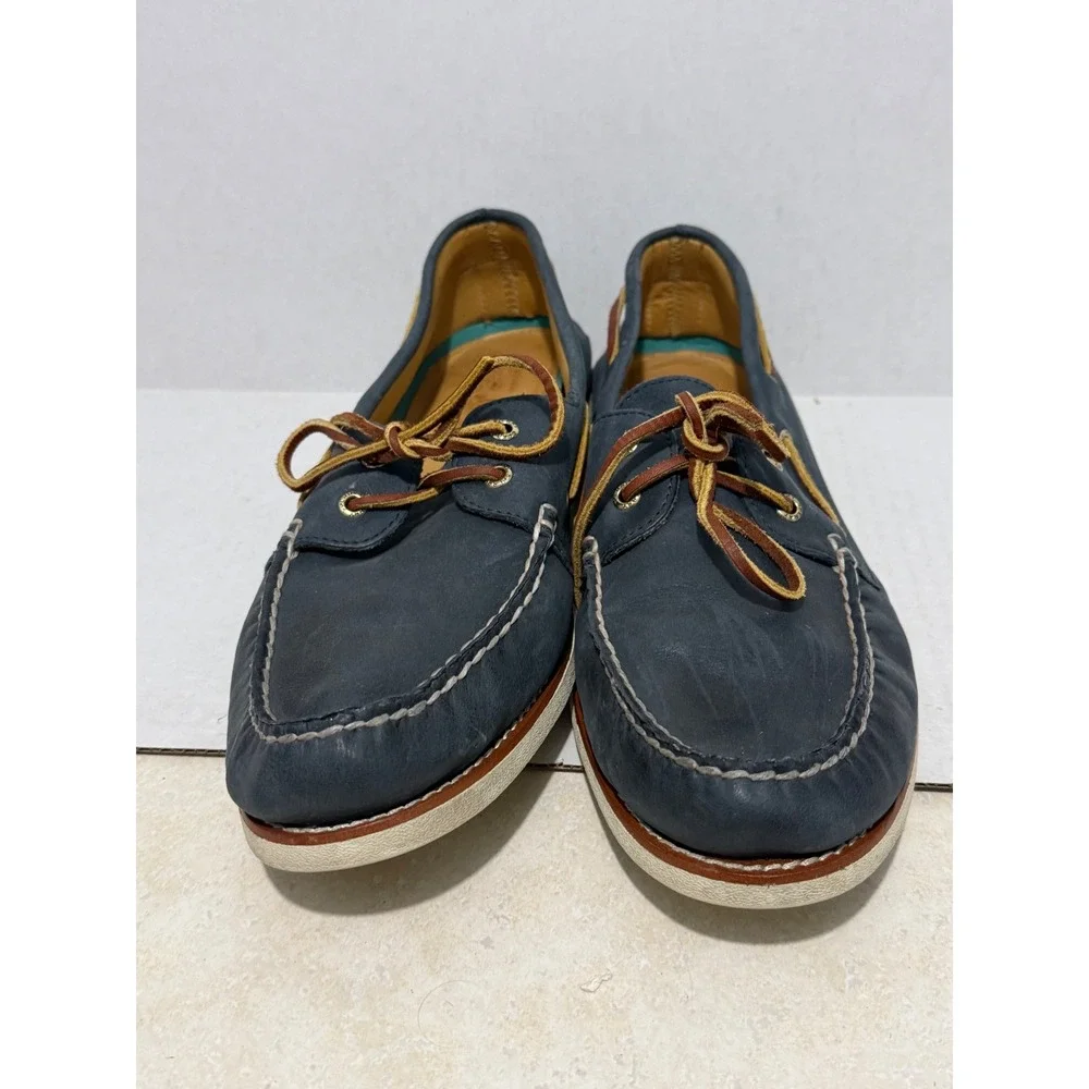 Sperry Gold Cup Authentic Original Mens 13M Navy Blue Leather Boat STS15803